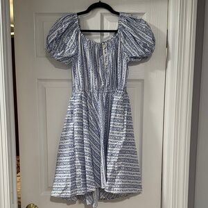 Caroline Constas Blue and White Patterned Women’s Dress